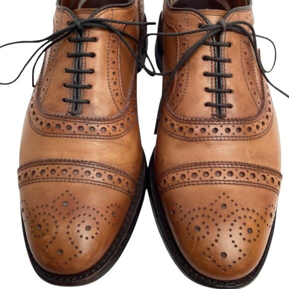 Allen Edmonds Strand Mens Brogue Oxford Dress Shoes Sz 7.5 Brown Leather Made In - Picture 5 of 14